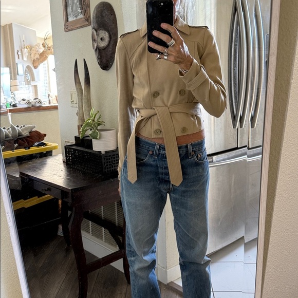 Super cute cropped trench coat rustic raw edge - Picture 6 of 10